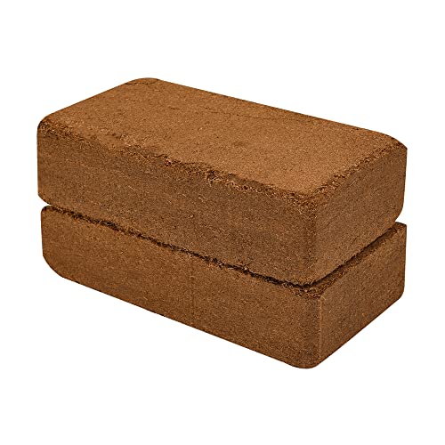 Favrison 100% Organic Coco Coir Pith Brick Soil (2 Bricks), Premium Coconut Coir Compressed for All Plants, Cuttings, Seedlings and Seeds, 2 Bricks Expand to 5 Gallons