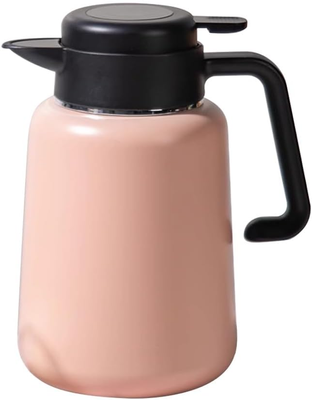 316 Stainless Steel Hot Water Kettle,Thermal Coffee Carafe for Hot/Cold,Double Wall Vacuum Teapot for Keeping Hot,Tea Water Separation Filter Insulated Water Bottle(Pink,1.8L)
