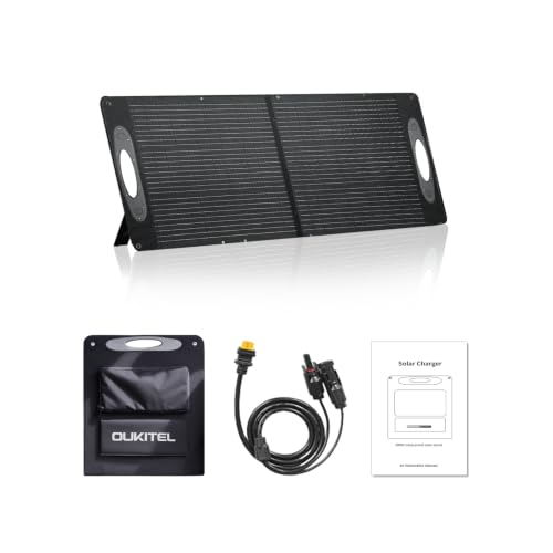 OUKITEL Tragbares Solarpanel, 100 W, 21 V, monokristallin, faltbar, IP65, wasserdicht, Solarladegerät für tragbare Energiestationen, Camping, Wohnmobil, Notfälle