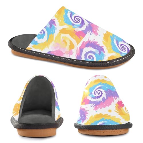 Colorful Tie Dye Warm Womens Slippers Women Warm Slippers Indoor with Memory Foam For House, Bedroom4