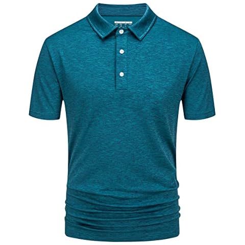 EKLENTSON Men's Polo Shirts Short Sleeve Quick Dry Golf Tops Stretch Performance Solid Color Tops Blue,XXL Cover
