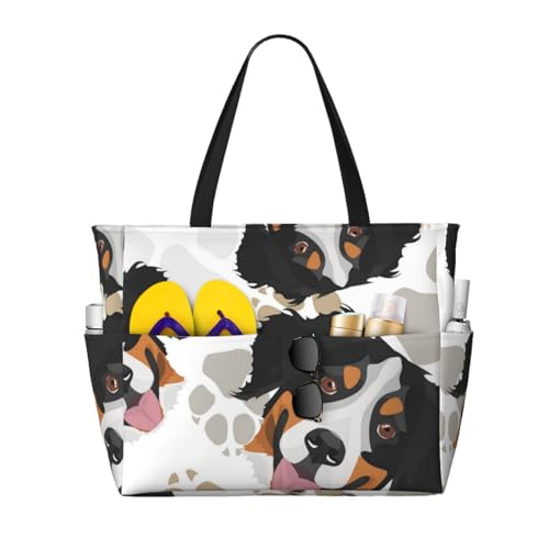 Sac de plage Bouvier bernois grand cabas en toile pour les vacances d'été