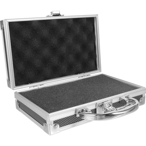 FRCOLOR Medicine Storage Lockbox Case Aluminum Alloy Thicken Briefcase with Foam Travel Compact Portable Handle Lockable Storage Box for Organization First Aid Essentials