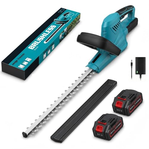 Taille Haie Batterie 21V avec 2 Batteries 3,0 Ah, Taille-Haie sans Fil 1000W Brushless, Lame 51 cm, Coupe 15 mm, Poignée Ergonomique pour Haies, Arbustes et...
