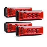 Krtopo Lot de 4 Feux de Gabarit pour Remorque à 3 LED - Feux de Position Latéraux LED 12V/24V 103mm Étanches Universels Feu Remorque pour Camion Remorque Camping-Car Bateau Poids Lourd (Rouge)