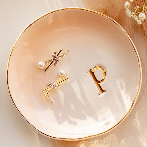 Product Image of the COLLECTIVE HOME - Ceramic Jewelry Tray, Decorative Trinket Dish for Rings Earrings Necklaces Bracelet Watch Keys, Birthday Mother's Day Christmas Gift for Women, 4.75', Colored Surface (P)
