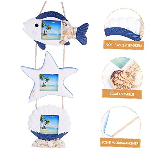 Garneck 1 Set Mediterranean Photo Frame Picture Stand Ocean Decor Ocean Gifts Sculptural Photo Holder Photo Holder Frame Vintage Photo Frame Wall Art Picture Frame Wood Frame Set Wooden #TOP6