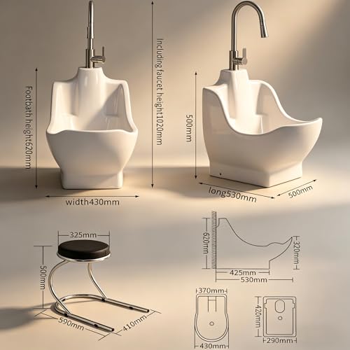 Lavabo de cerámica para pies musulmán con taburete miniatura 2