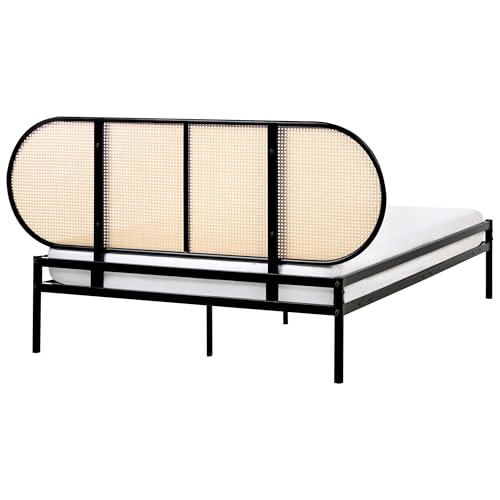 Beliani Metallbett schwarz mit Lattenrost 140x200 cm Wiener-Geflecht Kopfteil Boulin – Bild 7