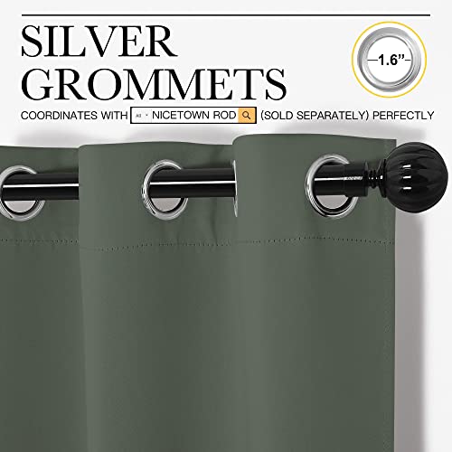 Image of NICETOWN Blackout Curtain Panels for Kitchen, Dark Mallard, 1 Pair, 29 x 40 inches, Thermal Insulated Solid Grommet Top Blackout Draperies /Drapes for Small Window