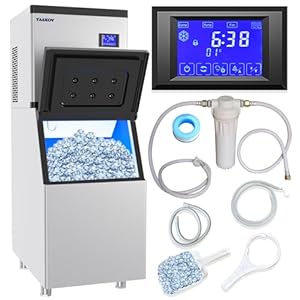 YAAKOV Commercial ice Maker Machine 550LBS/24H with 400lbs Bin Commercial Ice Machine Maker Air Cooled Clear Cube Ice for Restaurant Bar, 110V ice Maker Commercial