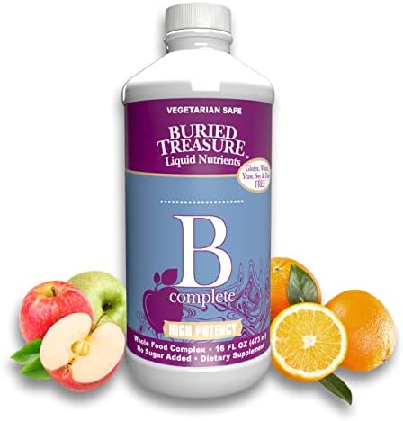 Buried Treasure B Complete High Potency B Complex Adrenal Support Liquid Supplement 30ml Contains 400 mcg Folate 16 oz