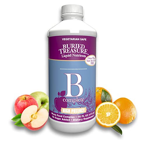 Buried Treasure B Complete High Potency B Complex Adrenal Support Liquid Supplement 30Ml Contains 400 Mcg Folate 16 Oz #TOP8