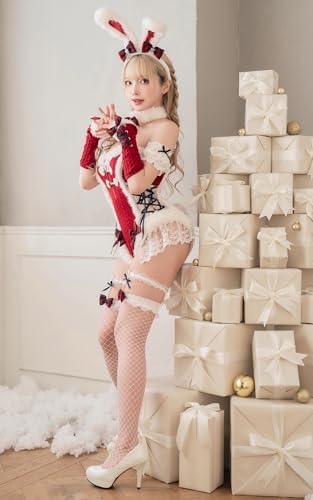 [Malymoon] コスプレ メルト ニット バニー うさぎ アニマル 仮装 衣装 レッド 赤 マリームーン 8点セット 10204-2 詳細画像2