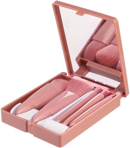 Kit Pincel Maquiagem Bolsa Estojo Espelho Cerdas Macias Mini Conjunto de Pinceis Viagem Caixa Espelho Portatil Premium MZZC