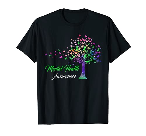 Tree Ribbon Mental Health Awareness T-Shirt, Black