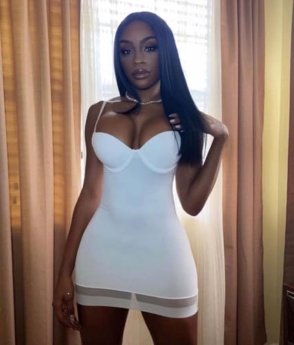 Image of Women's Spaghetti Strap Bodycon Mini Dress Sexy Deep V Neck Sleeveless Club Party Short Dresses