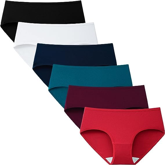 Image of Womens Underwear Cotton Hipster Panties Mid Rise Regular & Plus Size (S to 3XL) (Pack of 6) (Multicolour)