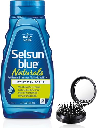 LUXPAKS Cepillo para el cabello incluido con champú Celsun Blue Naturals para la caspa - para cuero cabelludo seco y picazón - 11 onzas líquidas