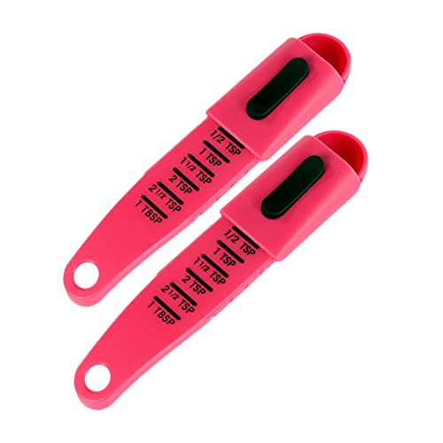 2 PCS Adjustable Measuring Spoon Set,Adjustable from 1/2 Teaspoon to 1? Measuring Dry/Liquid Ingredients,Metering Spoon for Baking,Cooking,Powder (RED)