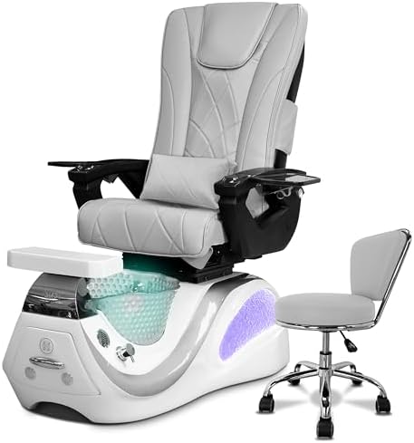 Pedicure Chair – Professional Spa Chair with Heated Massage, USB Charging, Air Bubble Foot Spa & Ventilation, Nail Salon Chair