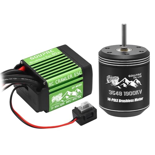 GOUPRC S3548 1900KV Outrunner Brushless Motor with 80A Brushless Crawler ESC Electric Speed Controller Combo Set for 1/10 1/12 RC Crawler Car Upgrades