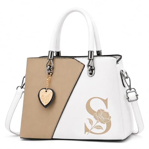 Bolso Satchel Tote para Mujer en Cuero PU Beige miniatura 1