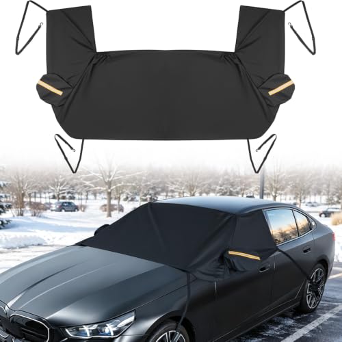 Image of JOYTUTUS Windshield Snow Cover for Sedans, 900D Heavy Duty Ice Snow Shield