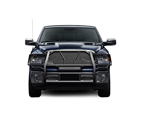 Image of Black Horse RUGGED Heavy Duty Grille Brush Bumper Guard Modular Black Come with 20 inch Double Row LED Light Compatible with 2019-2024 Ram 1500 Classic|2009-2018 Ram 1500-RU-DORA09-B-KIT