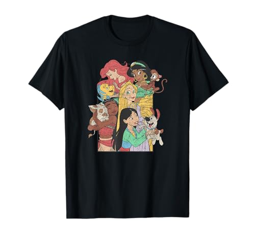 T-shirt Disney Princess Group Shot avec animaux compagnons pour femme et enfant