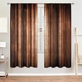 MESHELLY Brown Curtains 42W x 63H Inch Burnt Orange Curtains Rod Pocket Rustic Bedroom Decor for Men Rust Tan Farmhouse Striped Bronze Copper Peach Vintage Living Room Window Drapes Fabric 2 Panels