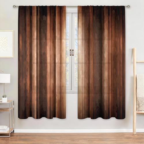 MESHELLY Brown Curtains 42Wx63H Burnt Orange Rustic Rust 2 Panels