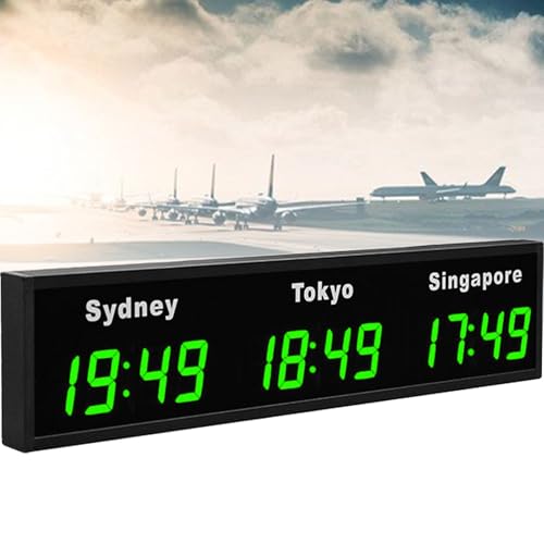 Horloge murale avec fuseau horaire mondial, affichage multi-fuseaux horaires pour le suivi de l'heure dans les hôtels, les aéroports et les lieux publics