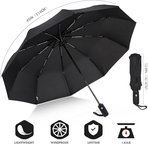 Image of MRTLLOA Automatic Large Size Foldable Umbrella with Travel Cover for Man and women - 3 fold Windproof Umbrella (GREY)