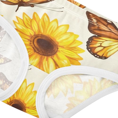 Sunflowers Butterflies Warm Yellow Panties for Girl Girls Underwear Toddler Cotton Colorful Briefs Girls Undies 2t4