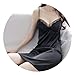 Ladies Summer Pajamas Ice Silk Breast Pad Sexy Pajamas Plus Size Sling Lace Nightdress Detachable Breast Pad (Black 150~155cm)