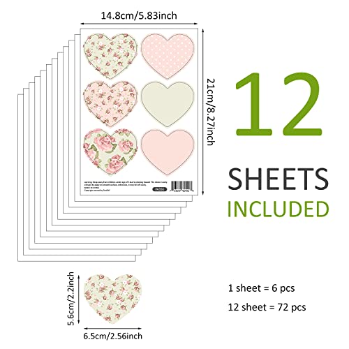 Funlife Boho Wall Decals Peel And Stick, Vinyl Retro Floral Hearts Wall Stickers For Girls Bedroom Kids Nursery Room Playroom Wall Art Decal, Pastel Floral Hearts #TOP1