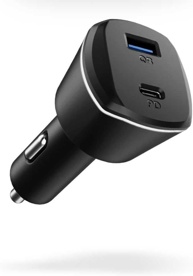 Spigen Max 30W Fast Car Charger Adapter, Budget-Friendly, Dual Port(Type-C, Type-A) for iPhone 17/16/15/14 Series, Galaxy S25/24/23, Earbuds & More