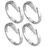 UKCOCO 4 Piezas Anillos Ajustables Anillos Promesa Diseño Ángel y Demonio Joyería para Mujeres y Hombres Regalo Cumpleaños San Valentín