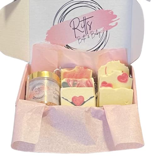 Handmade Soap Gift Set | Love Bar Soap with Luxury Body Scrub | Naturally Moisturizing | Lovingly Affordable | Perfect Love Gift Box for Valentine’s Day | Made in USA