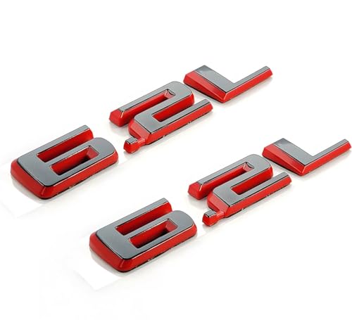 Image of Hood Body Style Emblems 3D Badge Decals Fits for 2019-2021 6.2L 2pcs (Red Black)