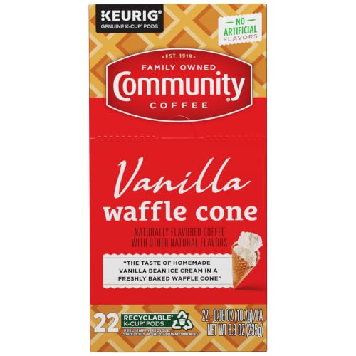 Image of Community Coffee Vanilla Waffle Cone Flavored Kcup Pods, 22 Count (Pack of 1)