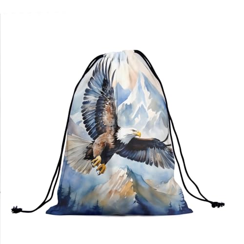 Watercolor Bird Drawstring Grip Bag - Mountain Birds Gymnastics Grip Bags Forest Animal Storage Pouch String Bag for Gym Sports Storage2