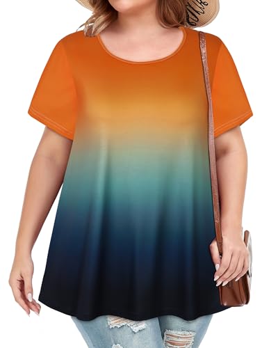 Image of JOELLYUS Plus Size Tops for Women Tunic Floral Casual Short Sleeves T Shirts Flowy Blouses 2026