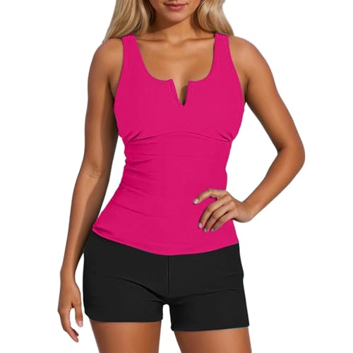 Tankini ventre plat sculptant 2 pièces col en V à motif imprimé pour sublimer la silhouette