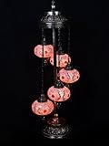 Turkse Lamp Vloerlamp Mozaïek Marokkaanse Oosters Handgemaakt Roze 5 bollen
