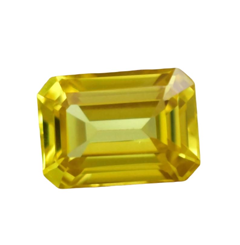 Saphir jaune naturel 6x8mm taille émeraude à facettes pour création de bague et pendentif