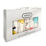 EMSAAG Muslin Baby Washcloths Pack of 7-Gift Boxed Mixed Patten, Absorbent Baby Bath and Face Towels,100% Cotton Baby Wipes Newborn,Burp Cloths,Feeding Towels for Babies and Infants,Reusable-10x10