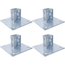 Skelang 4 Pcs Strut Post Base, 4 Holes Square Mount 6" x 6" Base for 1-5/8" Single Strut Channel