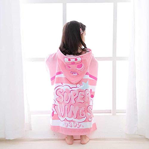 Image of Children Hooded Cotton Towelling Poncho (Pink)